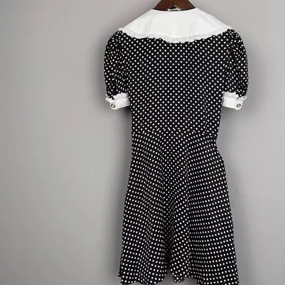 Authentic Miu Miu Black and White Polka Dot Mini Dress - Picture 2 of 6